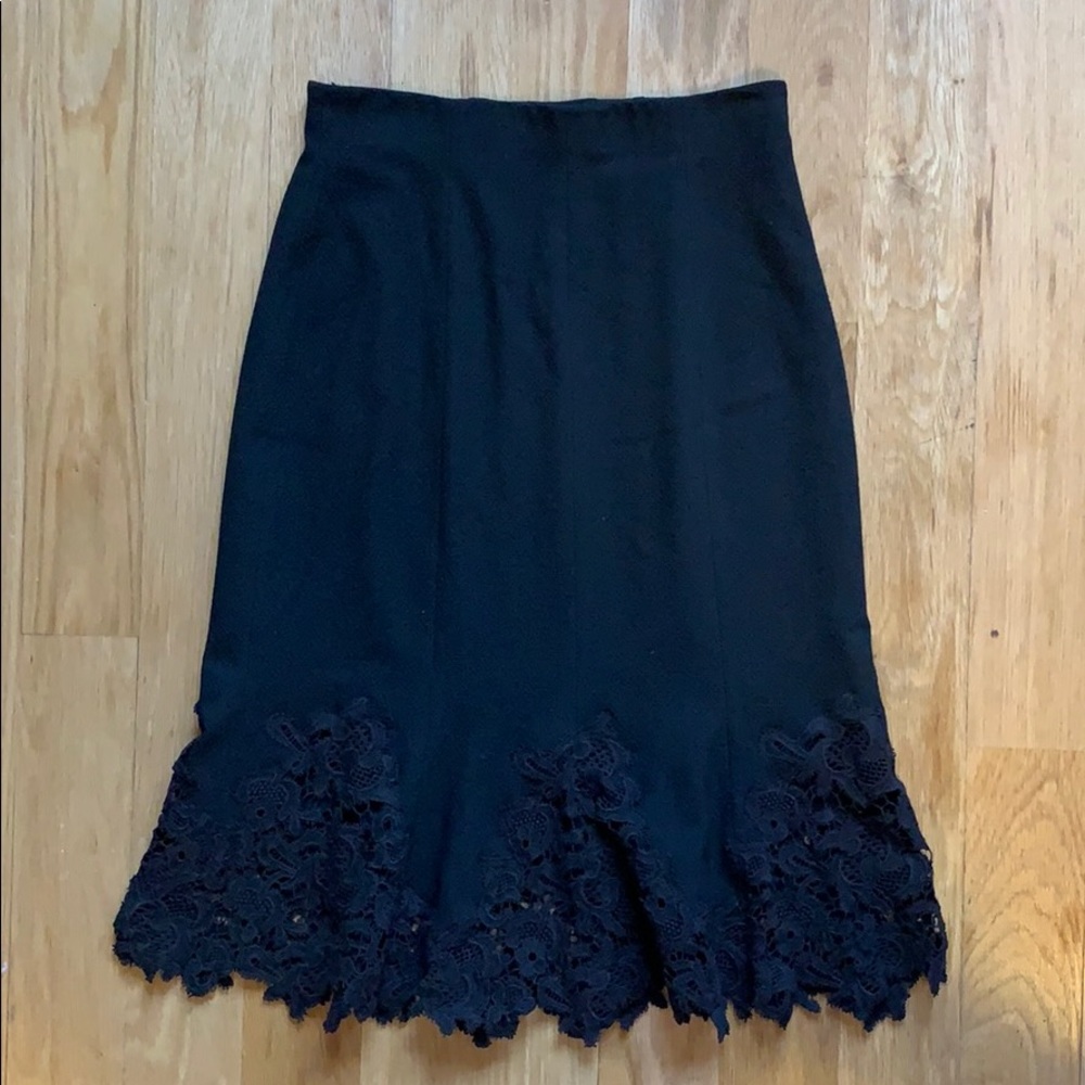 Rebecca Taylor Black Lace Pencil Skirt